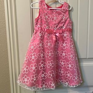 Pink and cream embroidered dress